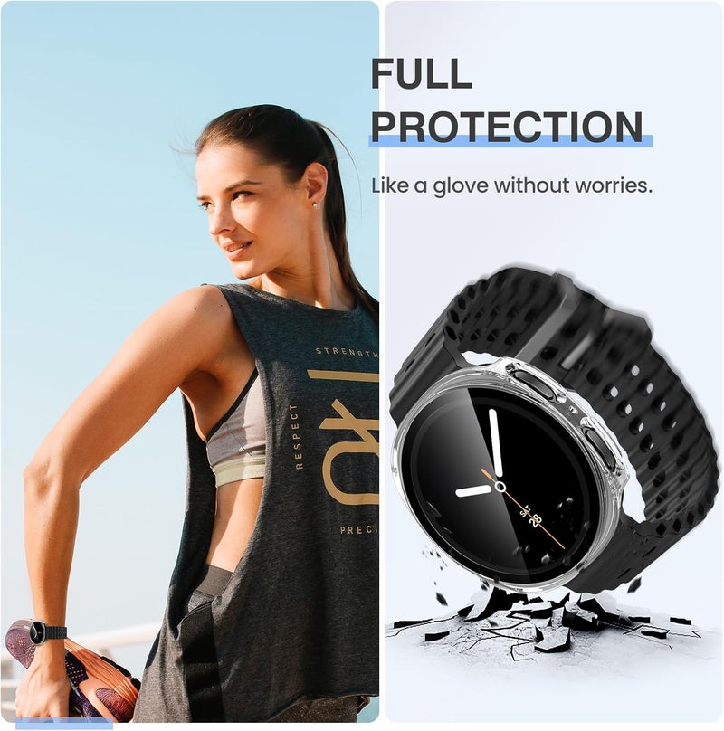 Tensea [2Pack] for Samsung Galaxy Watch 8 2025 Screen Protector Case 44mm Accessories, Protective Face Cover for 44 mm, Hard Bumper Built-in Tempered Glass Film for Women Men - Image 3